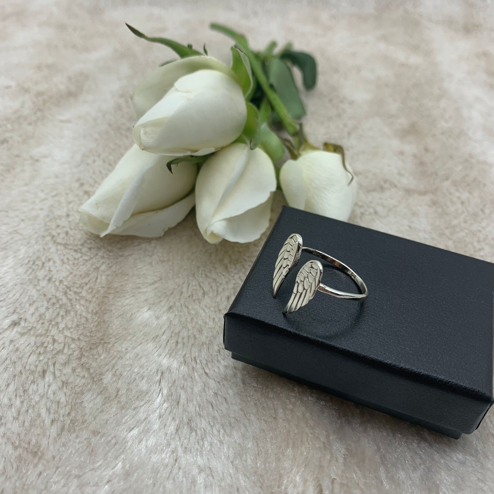 Guardian Angel Wings Ring - Dainty 925 Sterling Silver With Cubic Zirconia - View #4