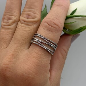 Anillo de pulgar de plata maciza con sello - Anillo bohemio multicapa ajustable