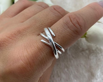 Dikke abstracte bijpassende wrap ring voor vrouw modernistische cadeau voor haar abstracte ring-cadeau voor haar-duim Signet ring-moeders dag cadeau voor haar