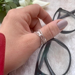 Chunky zilveren ring voor vrouw-multi laag duim ring-Boho Signet open verstelbare sierlijke ring-cadeau voor haar-moeders dag cadeau-zomer sieraden afbeelding 2