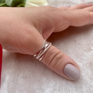 Chunky zilveren ring voor vrouw-multi laag duim ring-Boho Signet open verstelbare sierlijke ring-cadeau voor haar-moeders dag cadeau-zomer sieraden afbeelding 4