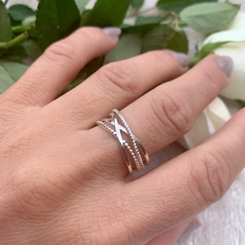 Chunky zilveren ring voor vrouw-multi laag duim ring-Boho Signet open verstelbare sierlijke ring-cadeau voor haar-moeders dag cadeau-zomer sieraden afbeelding 9