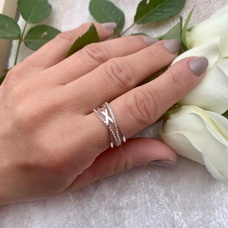 Chunky zilveren ring voor vrouw-multi laag duim ring-Boho Signet open verstelbare sierlijke ring-cadeau voor haar-moeders dag cadeau-zomer sieraden afbeelding 7