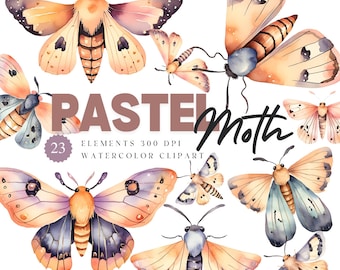 Pastellmal PNG Clipart-grafik, Luna-mal Clipart, akvarell Boho-malar Bundle, malillustrationer PNG, omedelbar nedladdning kommersiell användning