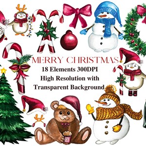 Clipart de Natal em Aquarela: Desenhos Tradicionais Fofos (Download Digital)
