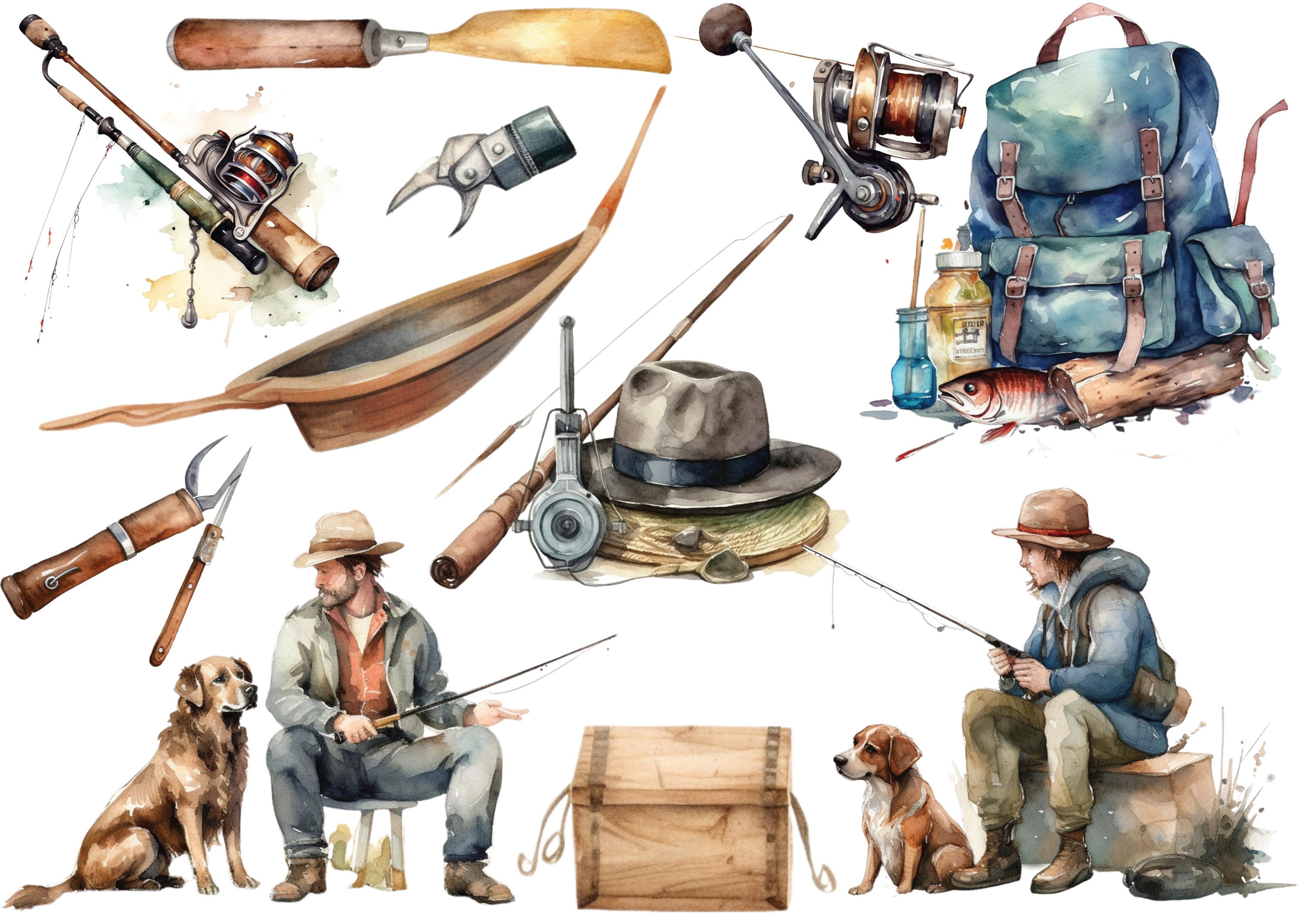 Set Fishing Hook, Binoculars, Chicken Leg, Campfire, Calendar with Tree,  Tree, Hiking Backpack and Canteen Water Bottle Stock Illustration -  Illustration of isolated, merry: 227670663