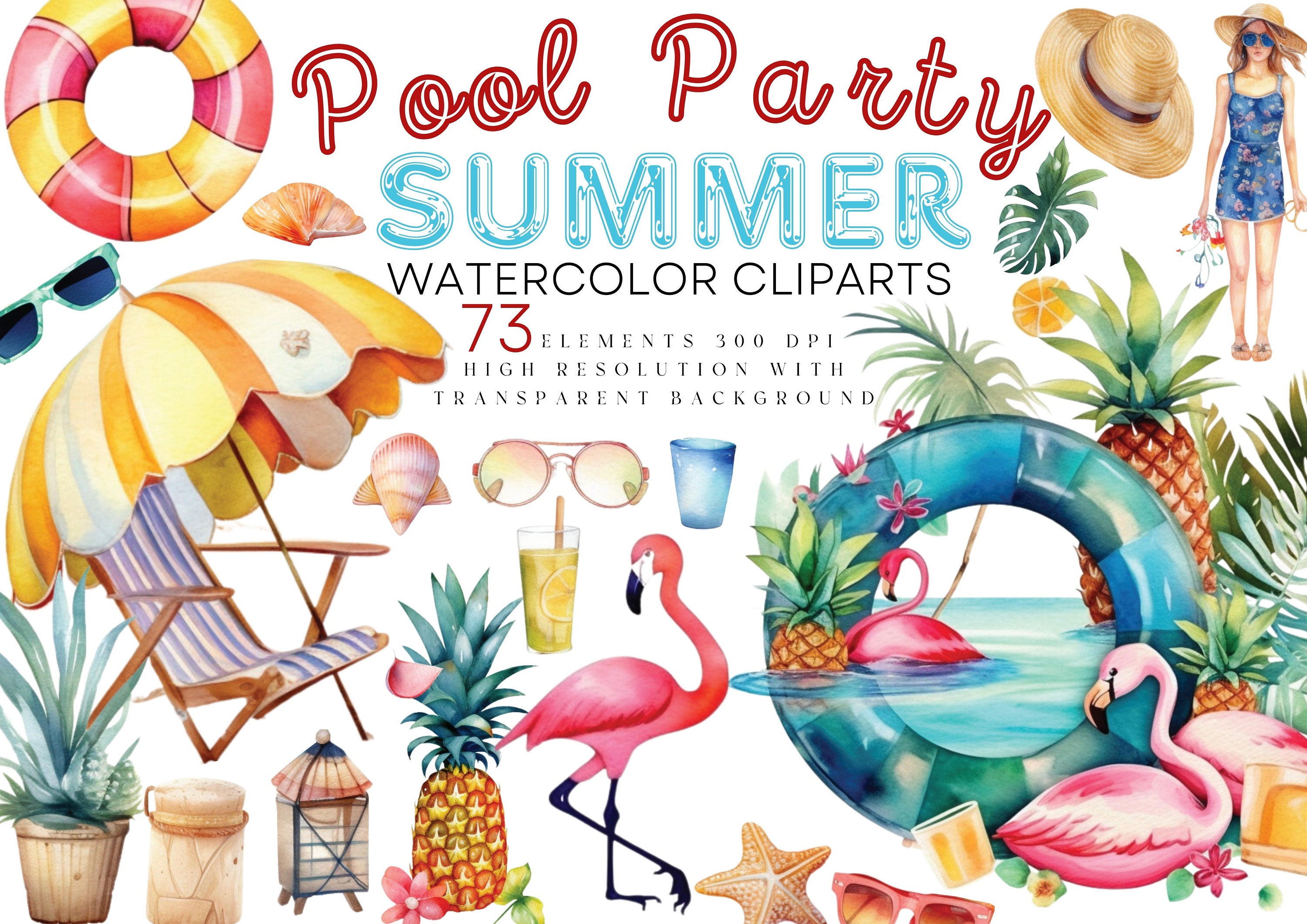 Pool party clipart. Free download transparent .PNG