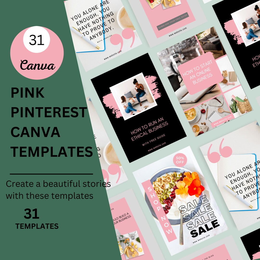 31 Pink Pinterest Template | Canva | Blogging Template | Pinterest Pins ...