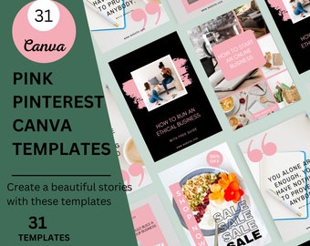 31 Pink Pinterest Template | Canva | Blogging Template | Pinterest Pins