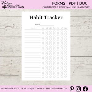 Paesaggio stampabile del tracker delle abitudini mensili, modello del tracker delle abitudini, tracker delle routine, sfida delle abitudini di 30 giorni, A4/Lettera, download istantaneo