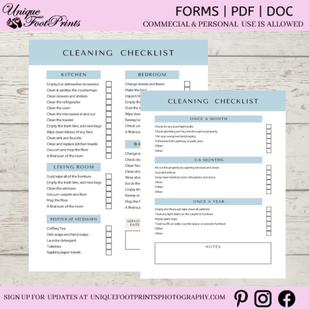 Daily, Weekly, Monthly Cleaning, to Do List, Spring Clean, Deep Clean ...