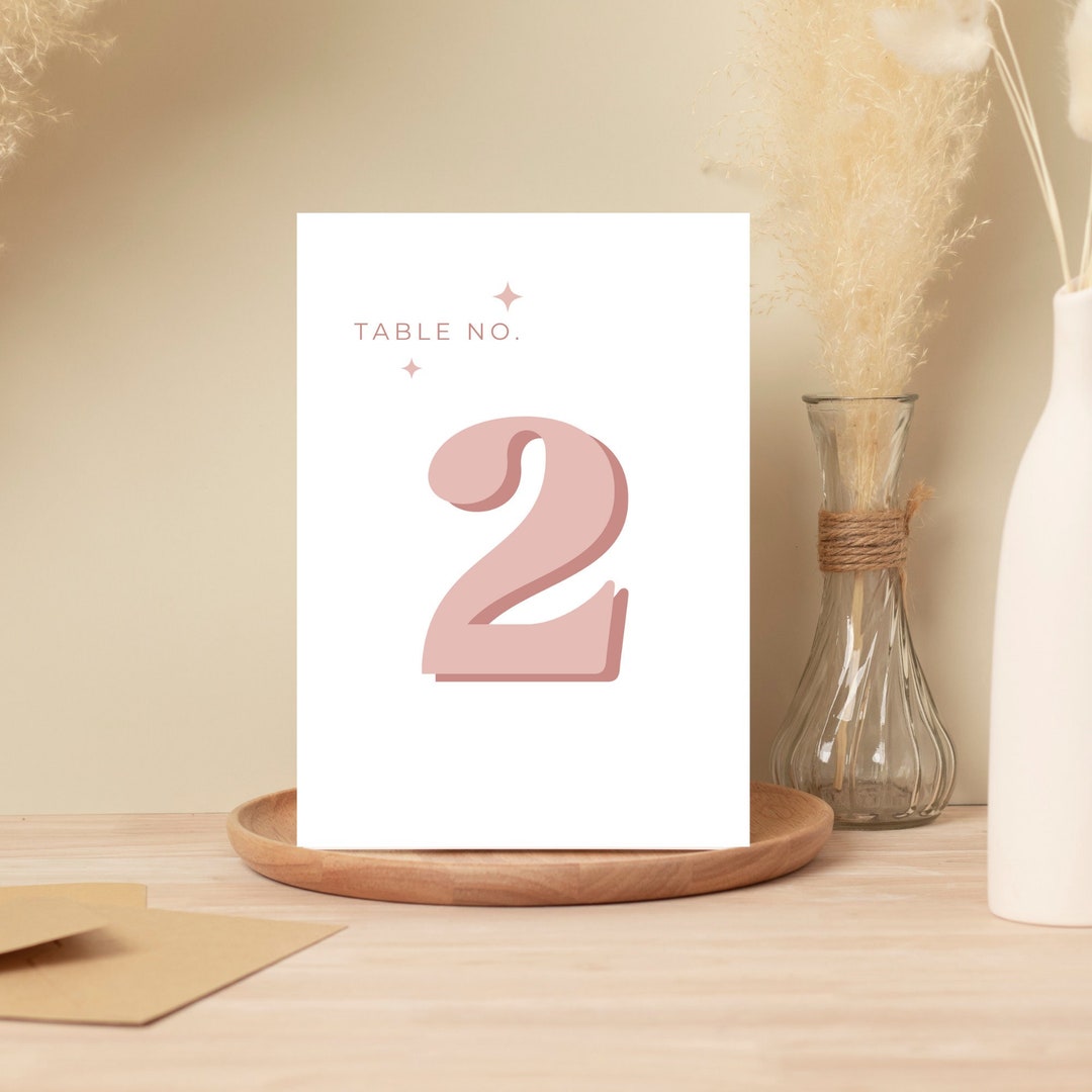 Table Number Template Retro Table Numbers Printable Table Etsy