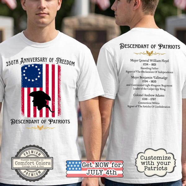 Descendant of Patriots Shirt | 250th Anniversary of Freedom Tee | Revolutionary War Ancestor Gift | Comfort Colors®