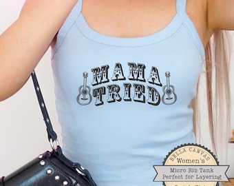 Mama Tried Cropped Tank Top, Country Music Shirt, Country Concert Tee, Rodeo Tank Top, Coastal Cowgirl, Bachelorette Tee, Bridesmaid Gifts