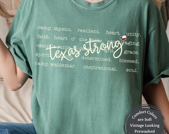 Texas Strong Shirt, Hill Country Flood Support T-Shirt, Comfort Colors Vintage Look Oversized Tee, God Bless Texas, Kerrville Texas Mom Gift