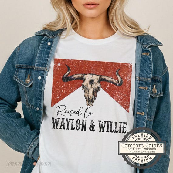 Country Concert Tee, Raised On Waylon & Willie Retro Cowgirl T-Shirt, Vintage Distressed Comfort Colors Shirt, Nashville Girl's Weekend Gift
