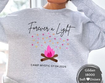 Camp Mystic Sweatshirt - Forever a Light, Texas Strong, God Bless Texas, Christian Mom Gift, Storm Survivor Gift, Hill Country Flood Relief