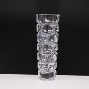 Hobnail Cylinder Vase Clear Mid Century Modern Design