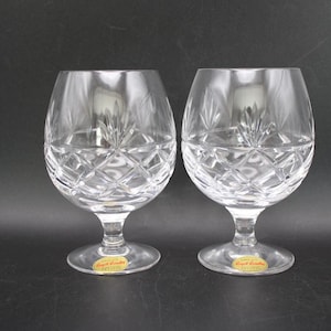 Par de copas de brandy/copas de brandy de cristal Royal Brierley "Bruce" de época, en caja.