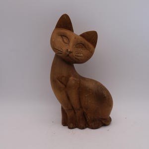 Wooden Cat Figurine