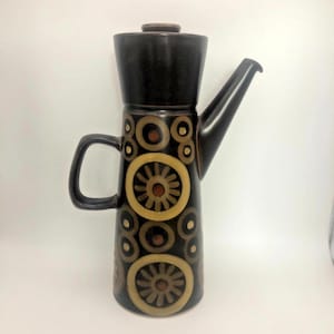 Vintage Denby Arabesque Large Coffee Pot  Stoneware Gill Pemberton Retro Brown