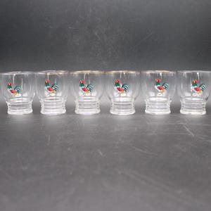 Shot Glasses with Rooster Design, Vintage, Art Deco