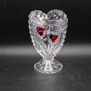 Lead Crystal Heart Shaped Vase, Anna Hutte Bleikristall