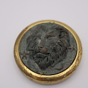 Vintage Brass Bronze Leo Zodiac Sign Paperweight by Stuart Houghton