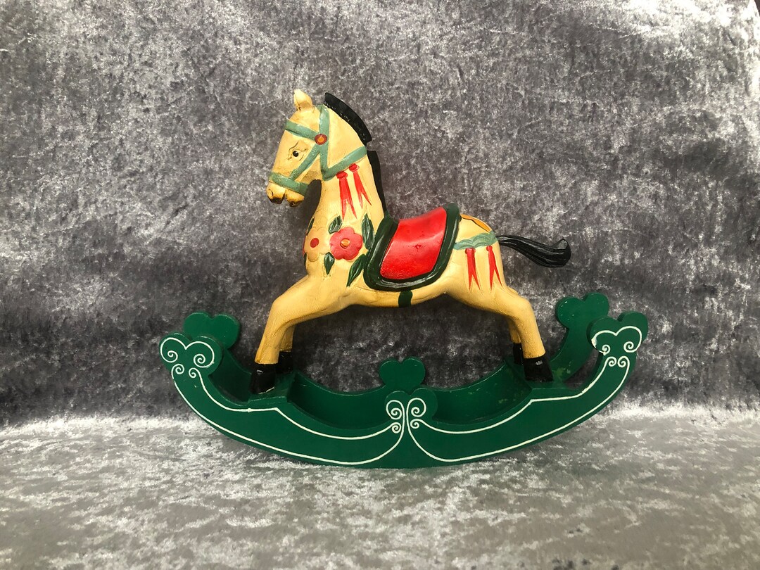 Carved Small Wooden Rocking Horse Vintage Hand Crafted Etsy