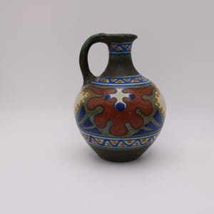 Gouda Pottery Jug Pitcher, Art Nouveau Candia Holland