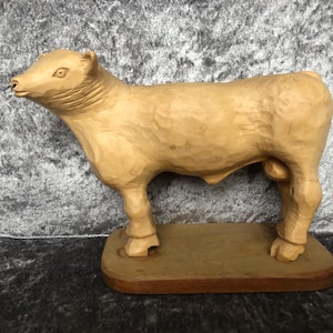 Carved Wooden Bull