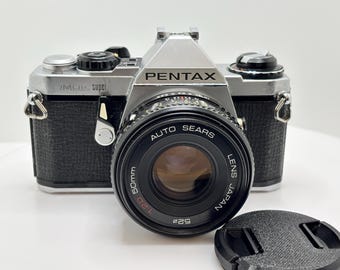 Pentax ME Super 35 mm Film-Kamera mit 50 mm Objektiv und Vintage Trageriemen [Getestet]