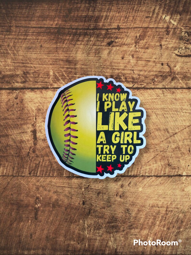 Softball Vinyl Sticker Throw Like A Girl Etsy