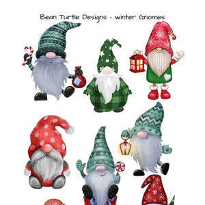 Gnomes d'hiver, feuille d'autocollants de planificateur, autocollants de planificateur, planificateur heureux, journal de bujo, hiver, gnomes, conceptions de tortue de haricot, autocollants