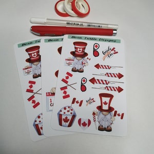 Gnome de la fête du Canada / Stickers fête du Canada / Motifs tortues et haricots