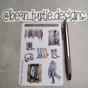 Stickers hiver/Autocollants pour garde-robe d'hiver/Autocollants pour agenda/Autocollants/Agendas/Décor de l'agenda/Motifs tortue haricot