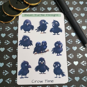 Heure du corbeau/ Stickers oiseaux/ Décoration de l'agenda/ Stickers de l'agenda/ Stickers/ Motifs haricot tortue