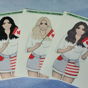 Filles de la fête du Canada / Autocollants de la fête du Canada / Autocollants de planificateur / Feuilles d'autocollants / Dessins de tortue de haricot