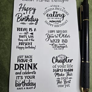 Citations d'anniversaire/autocollants pour agenda/feuilles d'autocollants/motifs tortues de haricots