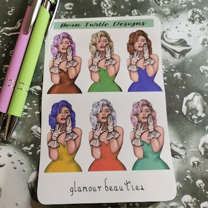 Beautés glamour/ Stickers pour agenda/ Agenda déco/ Motifs haricot tortue