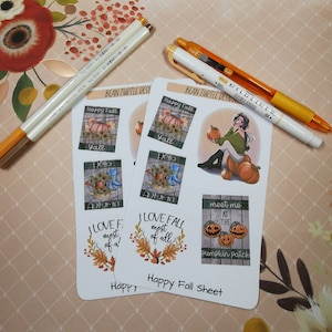 Happy Fall/ Autocollants planificateur/ Conceptions de tortues aux haricots