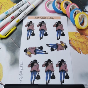Filles de mode d’automne / Autocollants de planificateur d’automne / Conceptions de tortues de haricots