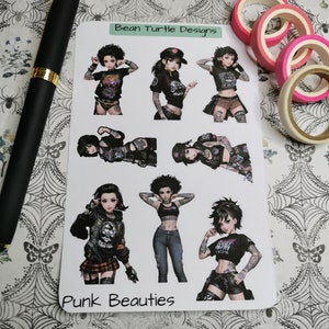 Beautés punk/ Stickers punk/ Décoration d'agenda/ Stickers d'agenda/ Motifs tortue haricot