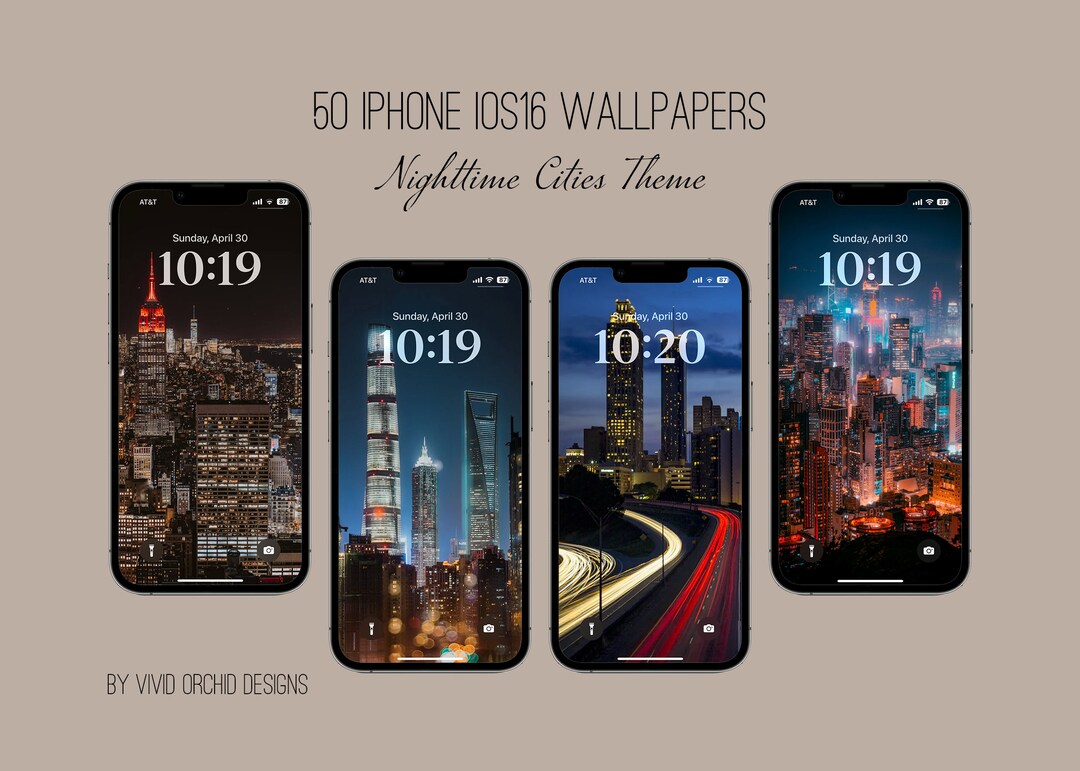 Nighttime Cities Iphone Ios16 Wallpaper Bundle Nighttime City Etsy