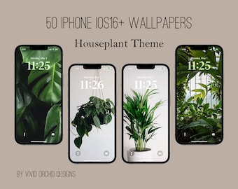 Lot de papiers peints pour iPhone iOS16+, plantes d'intérieur, écrans verrouillés, 50 fonds d'écran HD, esthétique de plantes d'intérieur, photos de plantes, téléchargement numérique
