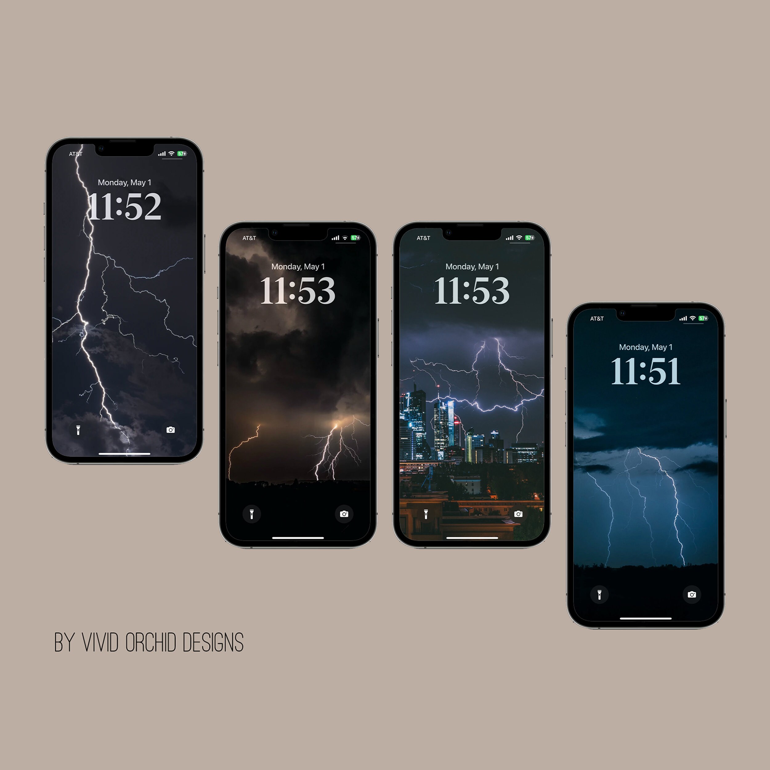 Lightning iPhone Ios16+ Wallpaper Bundle, Lightning Lock Screens, 50 HD ...