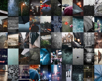 Rainy Day Wall Collage, Printable Wall Collage, 50 Pieces, 4x6 Inch Images, Digital Download, Room Decor, Rainy Day Aesthetic, Rain Photos