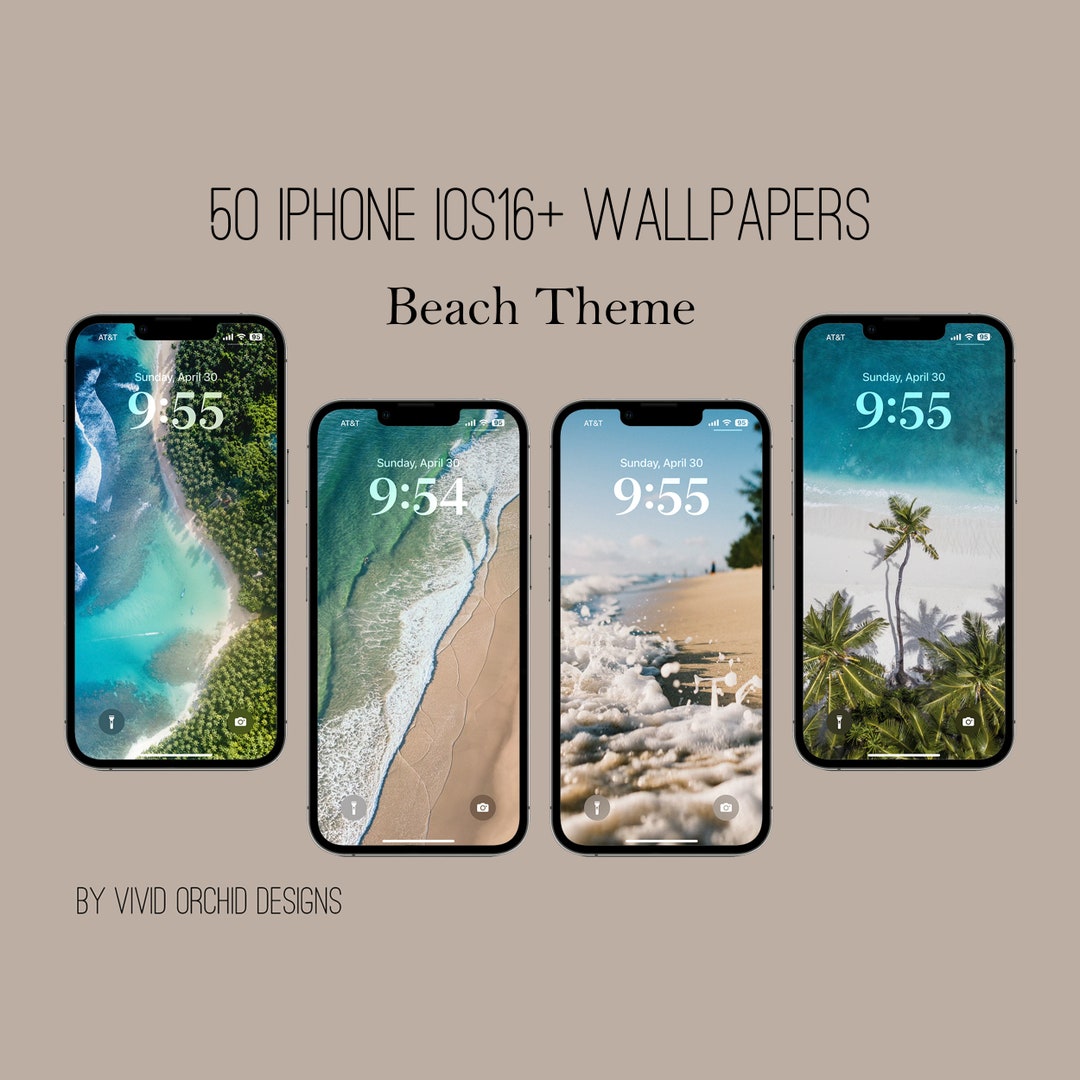 Beach iPhone Ios16+ Wallpaper Bundle, Beach Lock Screens, 50 HD ...
