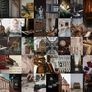 Academia Wall Collage, Printable Wall Collage, 50 Pieces, 4x6 Inch Images, Digital Download, Room Decor, Dark / Light Academia Aesthetic
