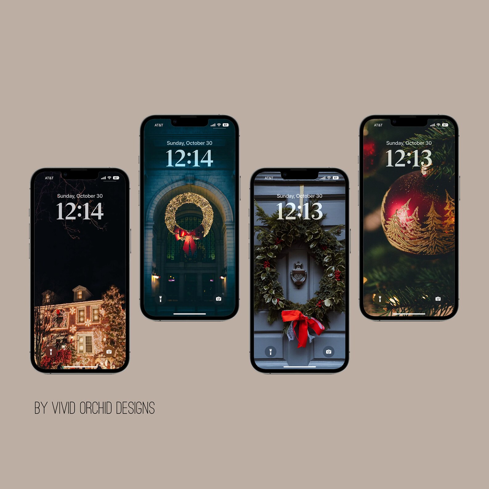 Christmas iPhone Ios16+ Wallpaper Bundle, Christmas Lock Screens, 50 HD ...